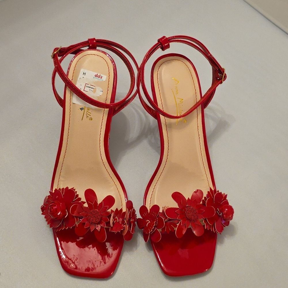BRAND NEW ANNE MICHELLE FLORAL DESIGN SLINGBACK KITTEN HEEL SANDAL - Picture 2 of 16